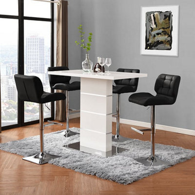 Furniture in Fashion Parini White Gloss Bar Table With 4 Candid Black Stools - image 1
