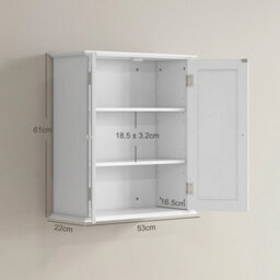 3Tier Bathroom Cabinet, Wall Mounted Medicine Cabinet, White - thumbnail 2
