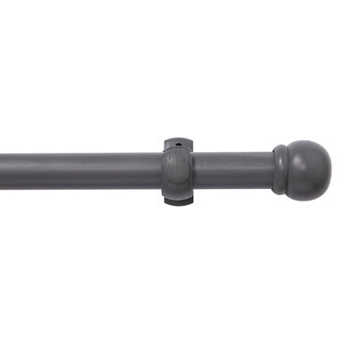 Matt Dark Grey Non Extendable Ball Single Curtain Pole Set, (L)2M (Dia)28mm - image 1