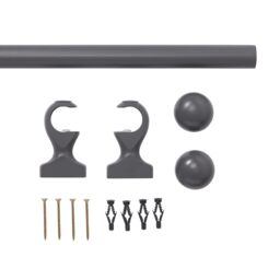 Matt Dark Grey Non Extendable Ball Single Curtain Pole Set, (L)2M (Dia)28mm - thumbnail 3