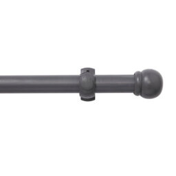 Matt Dark Grey Non Extendable Ball Single Curtain Pole Set, (L)2M (Dia)28mm