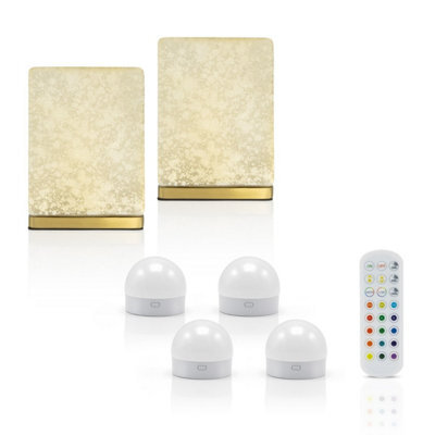 Auraglow Omniance Delphine Rechargeable Wireless Table Lamp With Remote - 2 Lamps, 4 Light Sources, 1 Remote - image 1