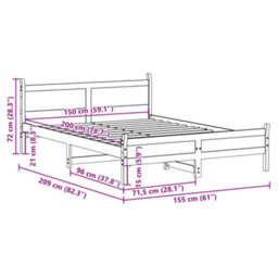 Berkfield Bed Frame Without Mattress Wax Brown 150X200 Cm King Size Solid Wood Pine - thumbnail 9