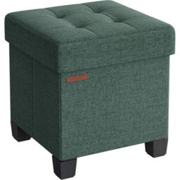Storage Ottoman Foot Stool, Compact Foldable Seat With Hidden Compartment, Retro Green - thumbnail 6