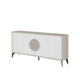 Decortie Gora White,sandstone Particleboard 4 Door Sideboard With Metal Legs (W) 180Cm - thumbnail 2