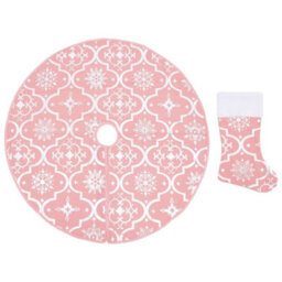 Walplus Luxury Christmas Tree Skirt With Sock Pink 122 Cm Fabric - thumbnail 2