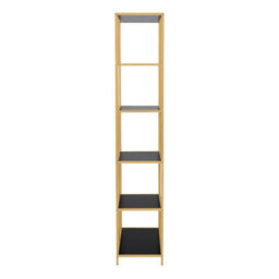 Furniture To Go Seaford Tall Gold Metal Bookcase With 5 Black Shelves - thumbnail 3