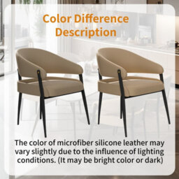 Fativo 79Cm H Set Of 2 Dining Chairs Microfiber Leather Accent Upholstered Arm Chair Low Back Dining Room Kitchen, Light Khaki - thumbnail 3