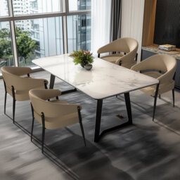 Fativo 79Cm H Set Of 2 Dining Chairs Microfiber Leather Accent Upholstered Arm Chair Low Back Dining Room Kitchen, Light Khaki - thumbnail 9