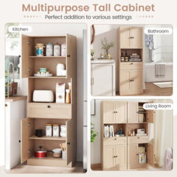 Gainoom 171.5 Cm Tall Bathroom Cabinet Freestanding Storage Cabinet With 4 Doors & 1 Drawer - thumbnail 8