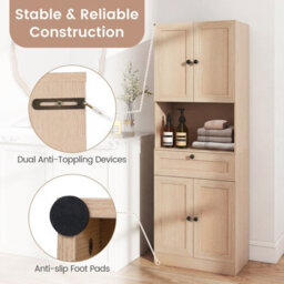 Gainoom 171.5 Cm Tall Bathroom Cabinet Freestanding Storage Cabinet With 4 Doors & 1 Drawer - thumbnail 7