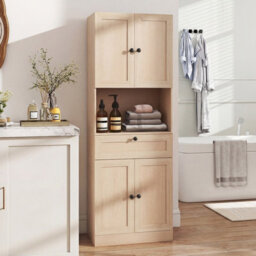 Gainoom 171.5 Cm Tall Bathroom Cabinet Freestanding Storage Cabinet With 4 Doors & 1 Drawer - thumbnail 4