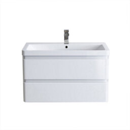 Sundaze Wall Hung 2 Drawer Vanity Unit Basin Bathroom Storage Furniture 800mm Gloss White - thumbnail 1