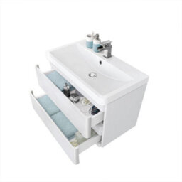 Sundaze Wall Hung 2 Drawer Vanity Unit Basin Bathroom Storage Furniture 800mm Gloss White - thumbnail 3