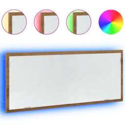 Berkfield Led Bathroom Mirror Artisan Oak 100X8.5X37 Cm Engineered Wood - thumbnail 2