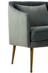 Orsina 2 Seater Dusky Blue Velvet Sofa For Lounge,small Velvet Couch,gold Finished Settee,elegant Office Sofa Seat - thumbnail 5