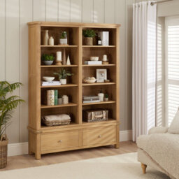 The Furniture Market Marbury Oak Extra Large Grand Double Library Bookcase With 2 Drawers - thumbnail 4