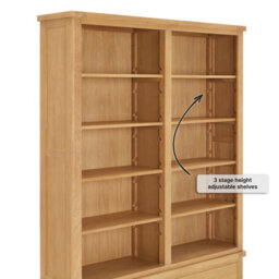 The Furniture Market Marbury Oak Extra Large Grand Double Library Bookcase With 2 Drawers - thumbnail 5