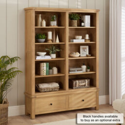 The Furniture Market Marbury Oak Extra Large Grand Double Library Bookcase With 2 Drawers - thumbnail 2