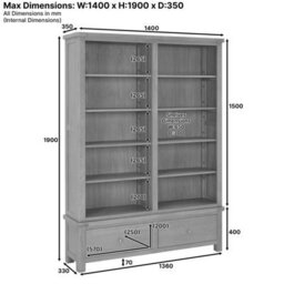 The Furniture Market Marbury Oak Extra Large Grand Double Library Bookcase With 2 Drawers - thumbnail 9