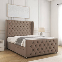 Bsspoke Anna Divan Bed Set Mink Plush Velvet With 54Inch Headboard & Footboard No Mattress No Drawers In 3Ft 4Ft 4Ft6 5Ft 6Ft - thumbnail 3