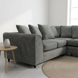 Abakus Direct Jumbo Chenille Corner Sofa In Charcoal Right Facing With Plush Chaise Extension - thumbnail 6