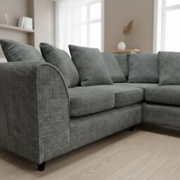 Abakus Direct Jumbo Chenille Corner Sofa In Charcoal Right Facing With Plush Chaise Extension - thumbnail 5