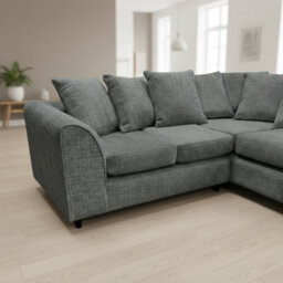 Abakus Direct Jumbo Chenille Corner Sofa In Charcoal Right Facing With Plush Chaise Extension - thumbnail 4