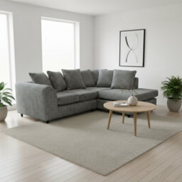 Abakus Direct Jumbo Chenille Corner Sofa In Charcoal Right Facing With Plush Chaise Extension - thumbnail 8