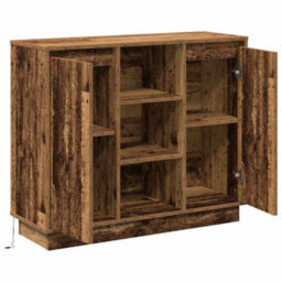 Berkfield Sideboard With Led Old Wood 90X32X75 Cm Engineered Wood - thumbnail 6