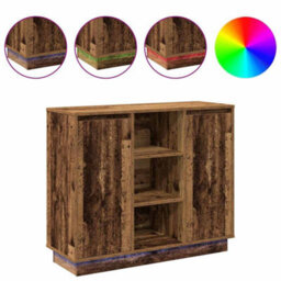 Berkfield Sideboard With Led Old Wood 90X32X75 Cm Engineered Wood - thumbnail 4