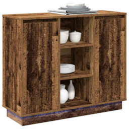Berkfield Sideboard With Led Old Wood 90X32X75 Cm Engineered Wood - thumbnail 3