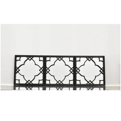 Set Of 3 Silver Moroccan Tile Mirrors Moroccan Wall Art Hanging Mirrors Black