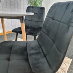 Kosy Koala Dining Table Set Of 4 Round Grey Dining Table And 4 Black Velvet Tufted Chairs For Kitchen Room Dining Room - thumbnail 7
