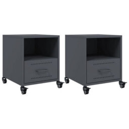 Berkfield Bedside Cabinets 2 Pcs Anthracite 36X39X43.5 Cm Steel - thumbnail 2