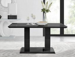 Furniturebox Uk Imperia Black High Gloss Dining Table And 6 Black Milan Dining Chairs Set - thumbnail 3
