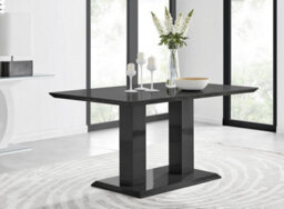 Furniturebox Uk Imperia Black High Gloss Dining Table And 6 Black Milan Dining Chairs Set - thumbnail 2