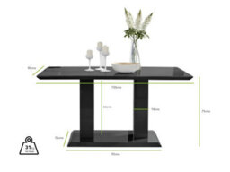 Furniturebox Uk Imperia Black High Gloss Dining Table And 6 Black Milan Dining Chairs Set - thumbnail 7