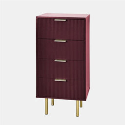 Ohs Ribbed Bedside Table Modern Bedroom 4 Draw Office Nightstand - Dark Berry - thumbnail 5