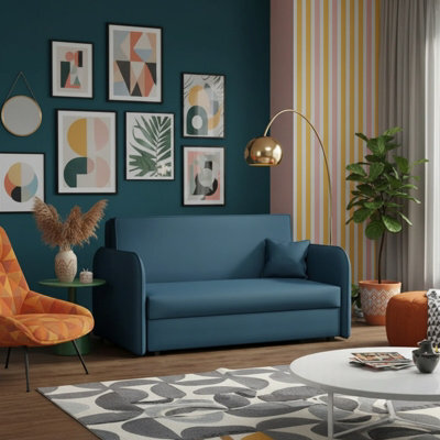 Sofa Viva Loft Iii With Sleeping Function And Storage Chipboard Metal Legs Wooden Frame 145Cm Width Turquoise - image 1
