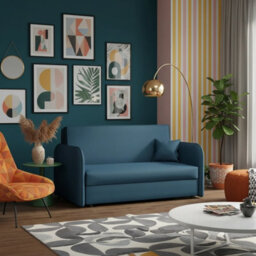 Sofa Viva Loft Iii With Sleeping Function And Storage Chipboard Metal Legs Wooden Frame 145Cm Width Turquoise