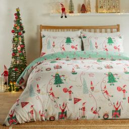 Duvet Day Elfie Printed Soft Touch Duvet Set, Double, White - thumbnail 1
