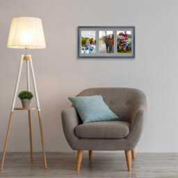 AK Frames 40X20Cm Dark Grey Sleek Multi Photo Frame With Mid Grey Mount - Holds 3 Apertures (3X) 6X4 Photos - thumbnail 3