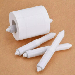 Sisi UK Toilet Paper Holder Roller White Plastic Spring Loaded Toilet Paper Holder Rack Stand Replacement Roller Bathroom Toilet Tissue X2 - thumbnail 4
