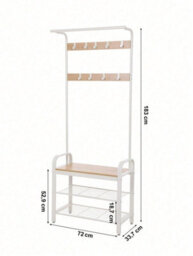 Songmics Vasagle Coat Rack, Coat Stand With Shoe Storage Bench, 4-In-1 Design, With 9 Removable Hooks, A Clothes Rail,oak And Cream - thumbnail 7