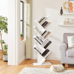 LEDREM Tree Bookshelf, 9-Tier Floor Standing Bookcase, Space-Saving Corner Shelf, With Wooden Shelves For Bedroom, Living Room - thumbnail 3