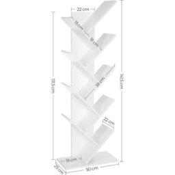 LEDREM Tree Bookshelf, 9-Tier Floor Standing Bookcase, Space-Saving Corner Shelf, With Wooden Shelves For Bedroom, Living Room - thumbnail 2