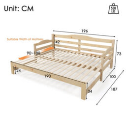Matteo Natural Pine 3Ft Daybed With Pull-Out Trundle Guest Bed - thumbnail 2