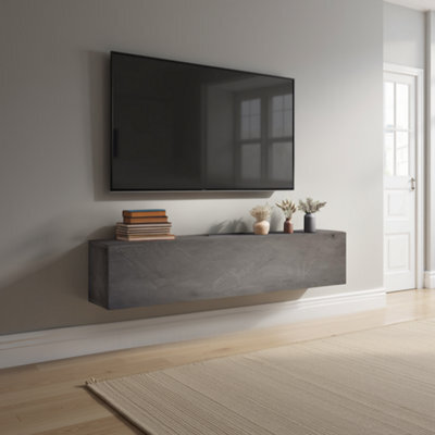 FurniComp LTD Furnicomp Combo 138Cm Floating Wall Hung Tv Unit - Lead Grey Com-62-08 - image 1
