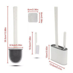 Toilet Brush And Holder Bathroom Toilet Brush Holder Set Silicone Brush Durable - thumbnail 2
